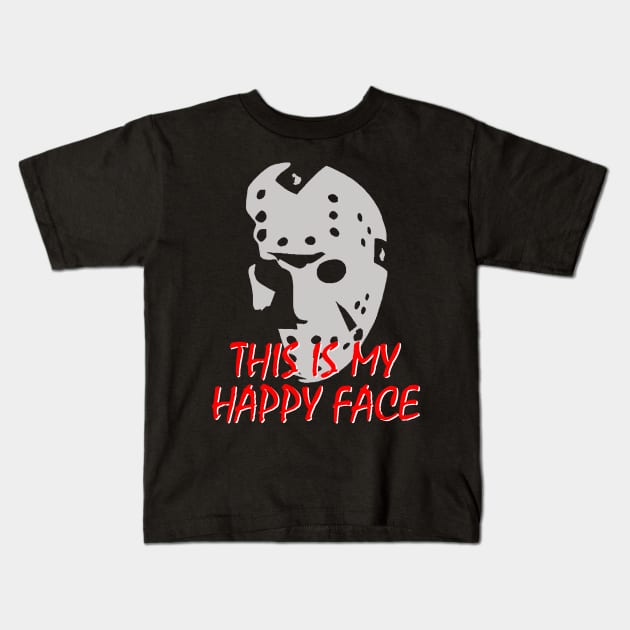 Horror Movie Jason Happy Face Kids T-Shirt by Halloween Merch